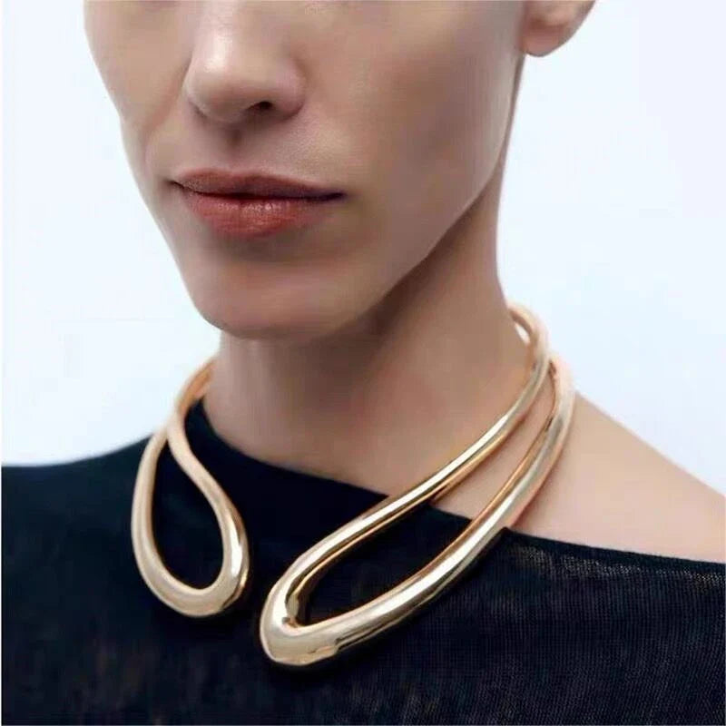 Jumbo Wrap Around Bib Choker Necklace and Bracelet