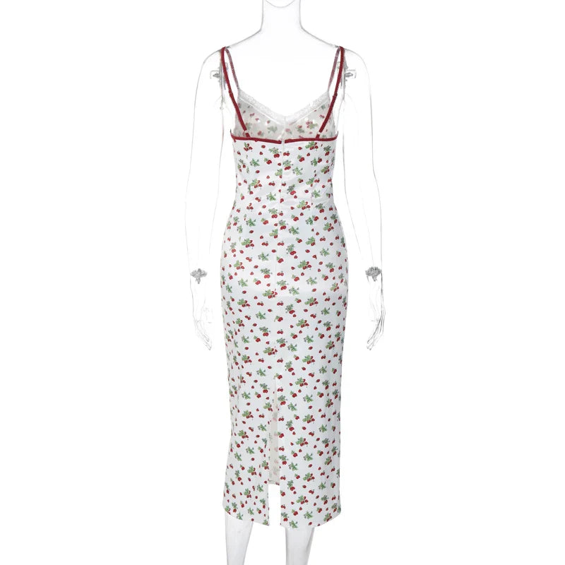 Lynia Satin Strawberry Slip Dress