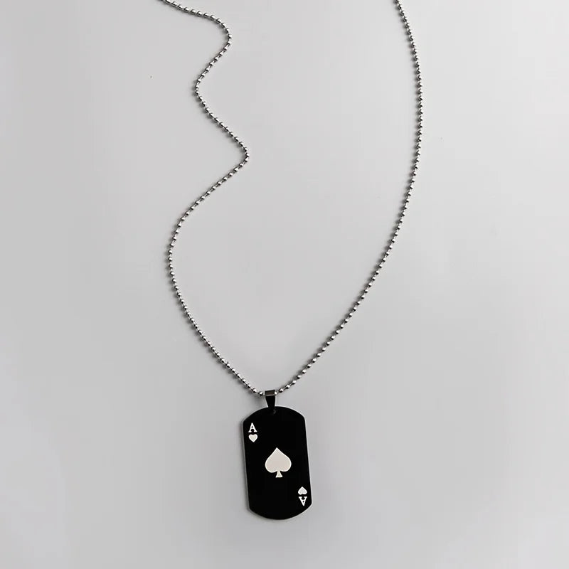 Ace of Spade ID Tag Pendant Necklace