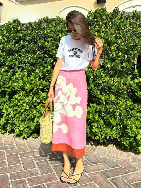 Monica Floral Midi Pencil Skirt