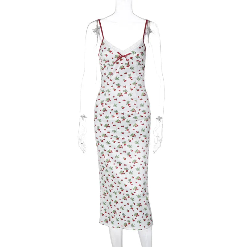 Lynia Satin Strawberry Slip Dress