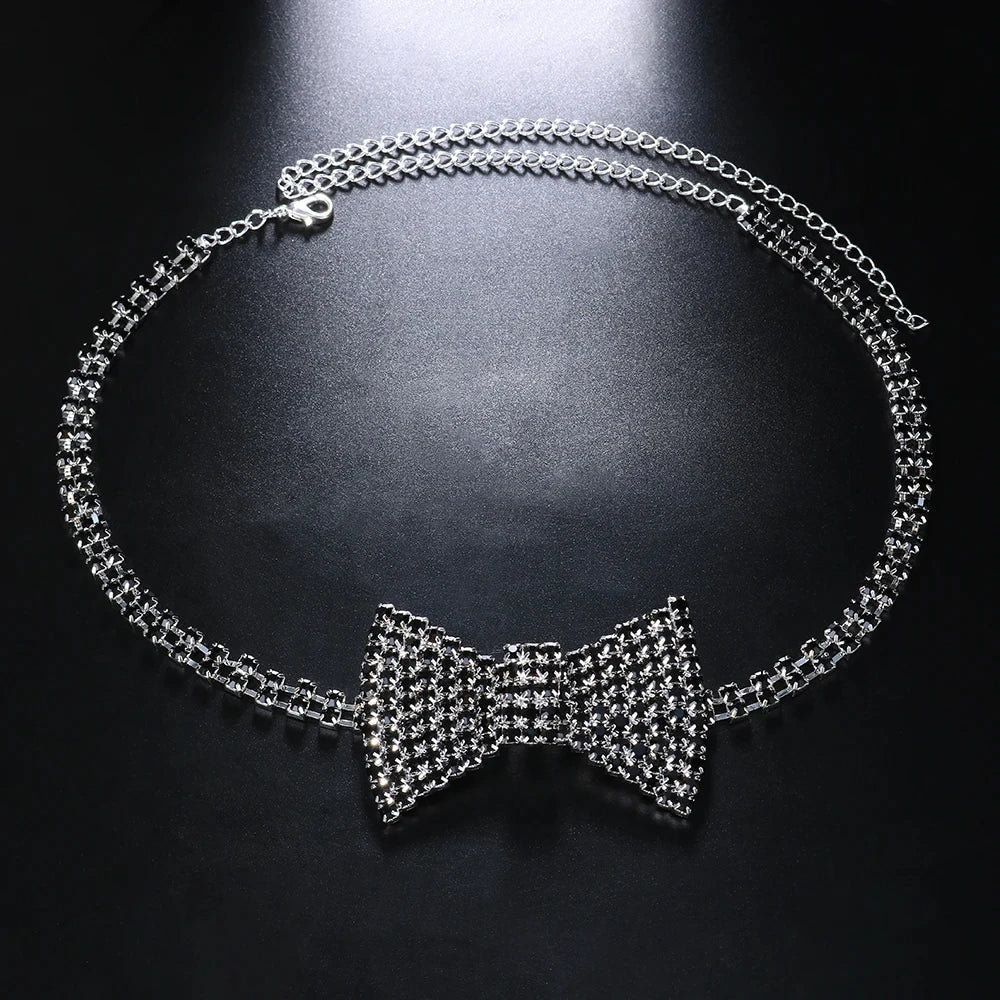 Carrie Crystal Bow Tie Choker Necklace