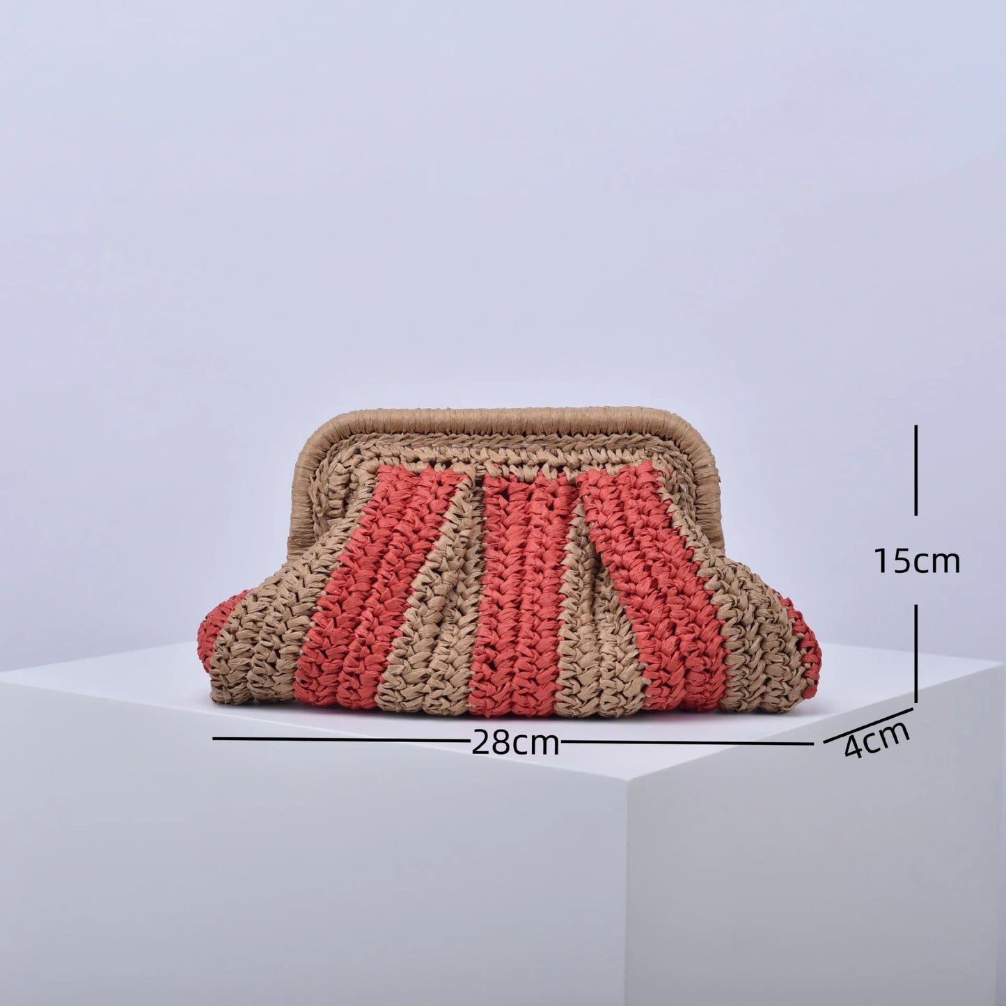 Zoe Bold Stipe Straw Clutch Bag