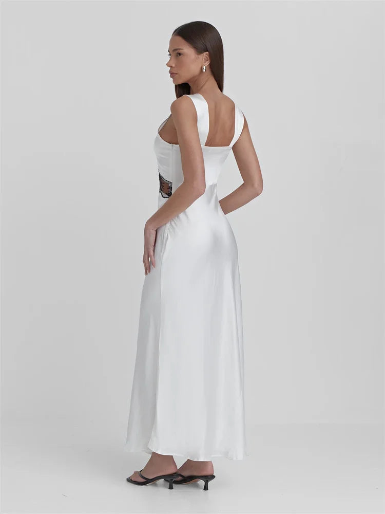 Alanis Lace Trim Satin Maxi Dress