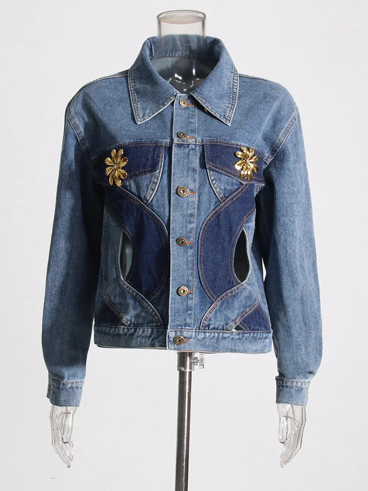 Rumia Wave Cut Out Denim Jacket
