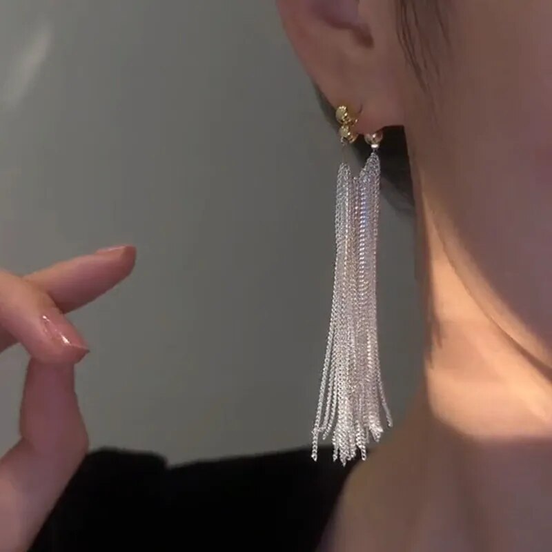 Bar and Tassel Drop Earrings