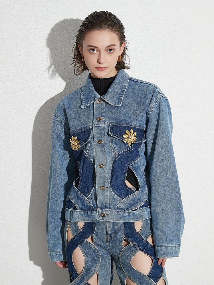 Rumia Wave Cut Out Denim Jacket
