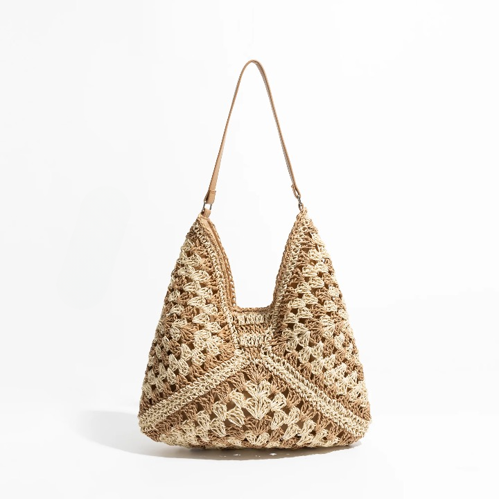 Esperanza Stripe Bohemian Straw Hobo Bags