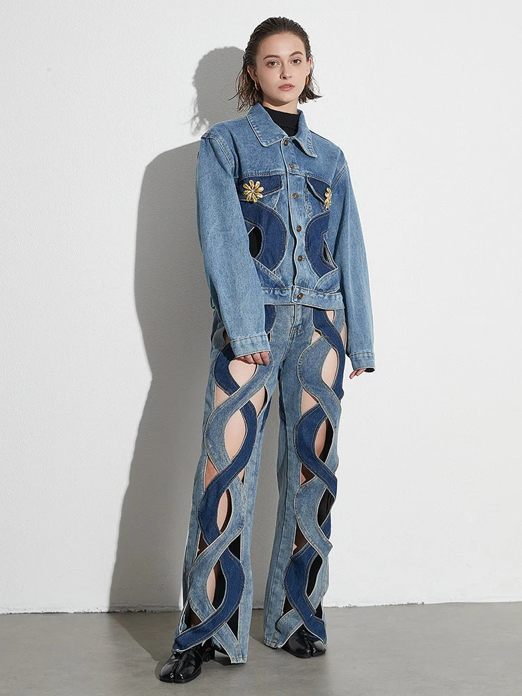 Rumia Wave Cut Out Denim Jacket