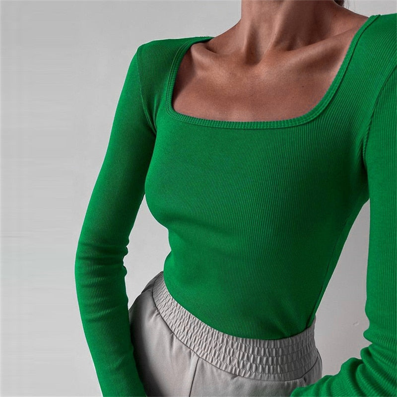 Basic Square Neck Knitted Tee