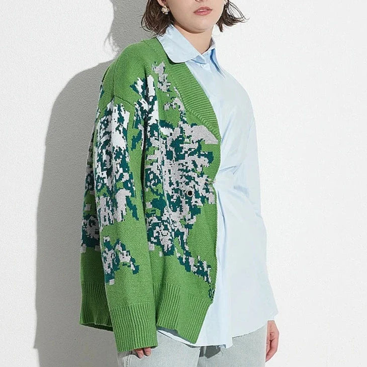 Cassia Patchwork Knit and Shirt Blouse