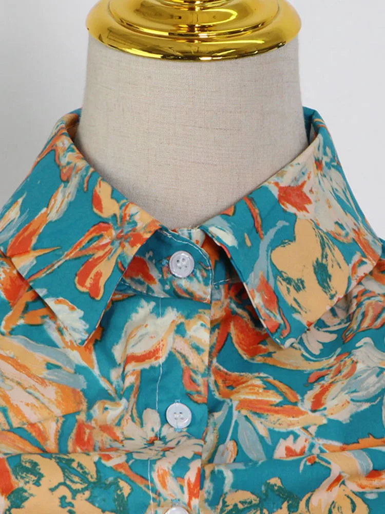 Carolina Spring Floral Puff Sleeve Shirring Blouse