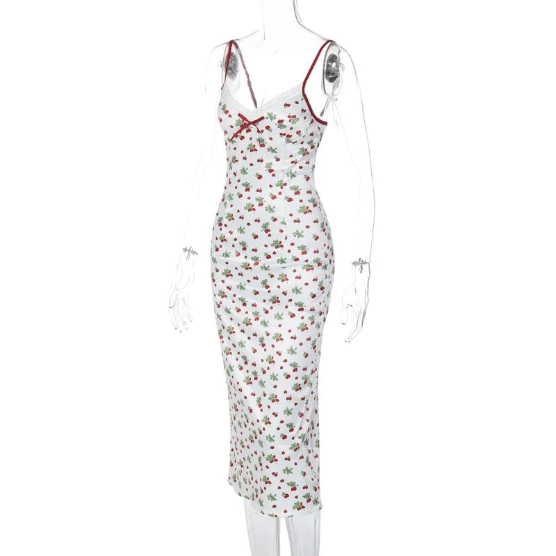 Lynia Satin Strawberry Slip Dress
