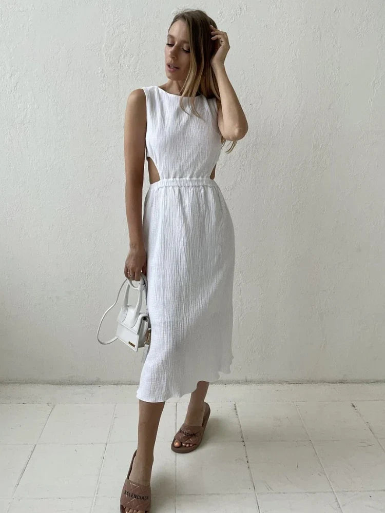 Solange Waist Cut Out Gauge Tank Dress