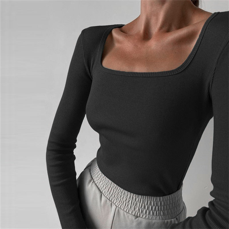 Basic Square Neck Knitted Tee