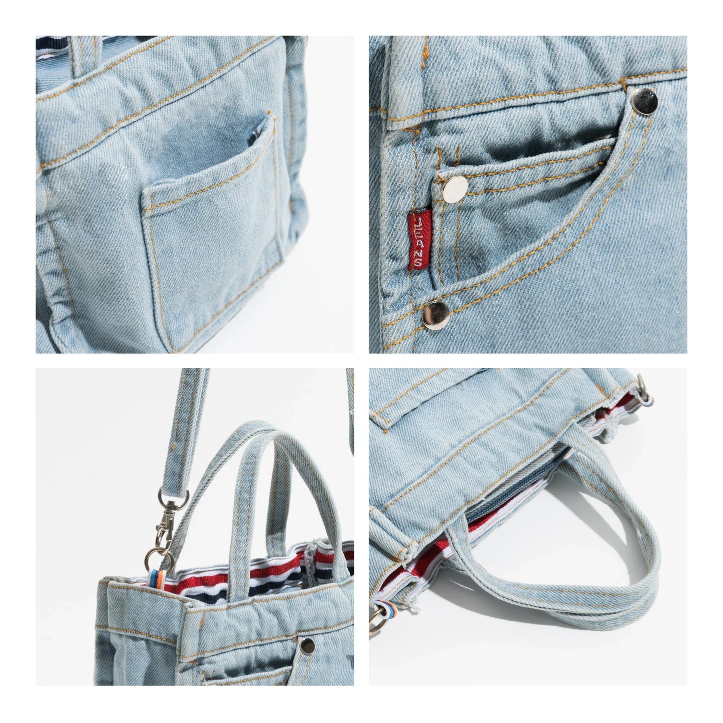 Polly Casual Denim Patchwork Tote