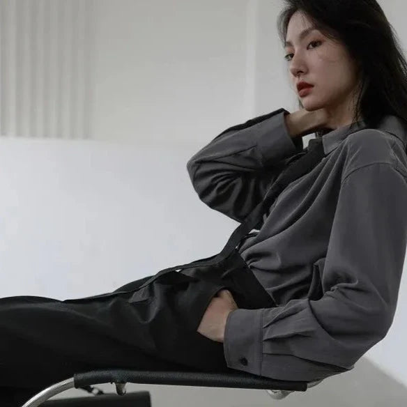 Adily Casual Tie Shirt Blouse