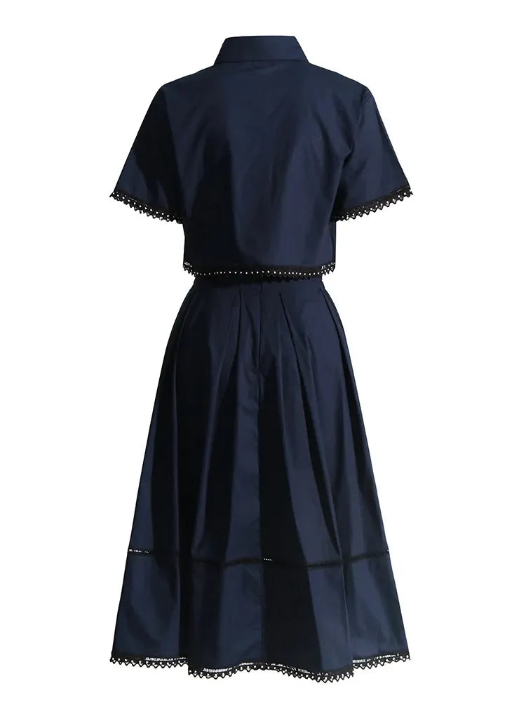 Piper Rivet & Frill Trim Two Piece Set Flare Dress