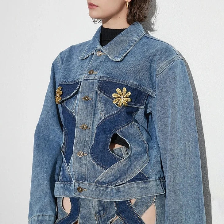 Rumia Wave Cut Out Denim Jacket