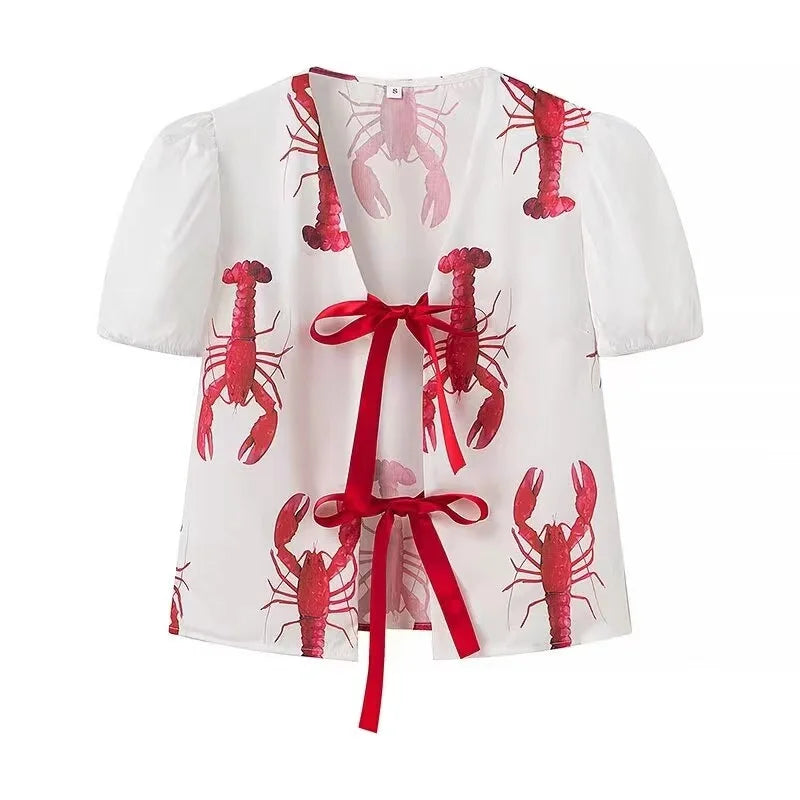 Susie Lobster Prints Blouse & Pants