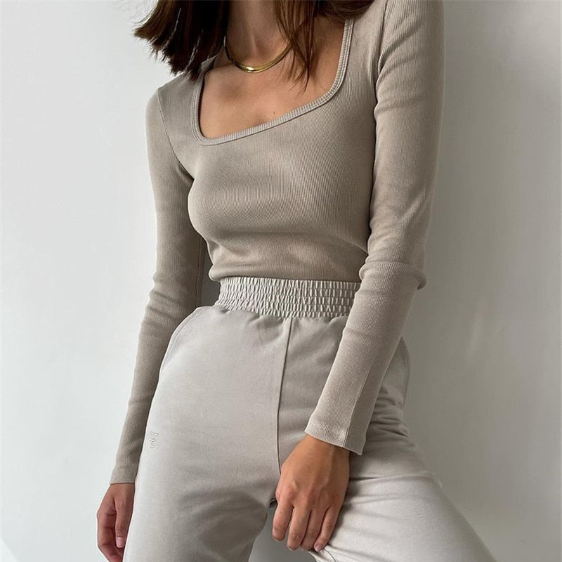 Basic Square Neck Knitted Tee