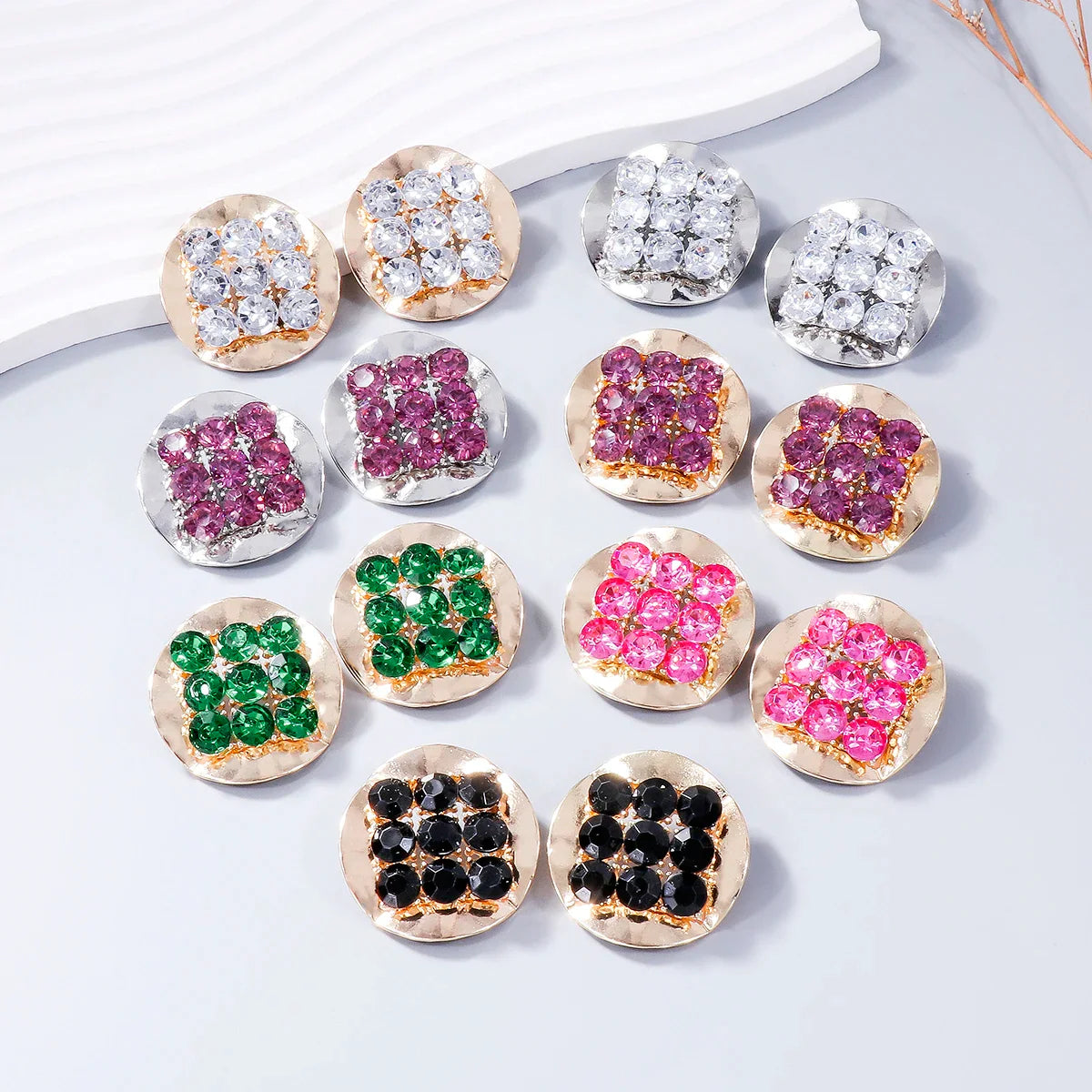 Njeri Rhinestone Disk Stud Earrings
