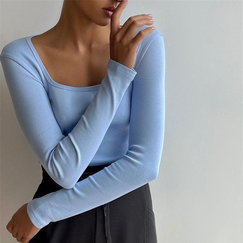 Basic Square Neck Knitted Tee