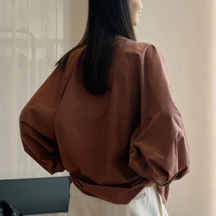 Maia Ruched Romantic Cotton Blouse