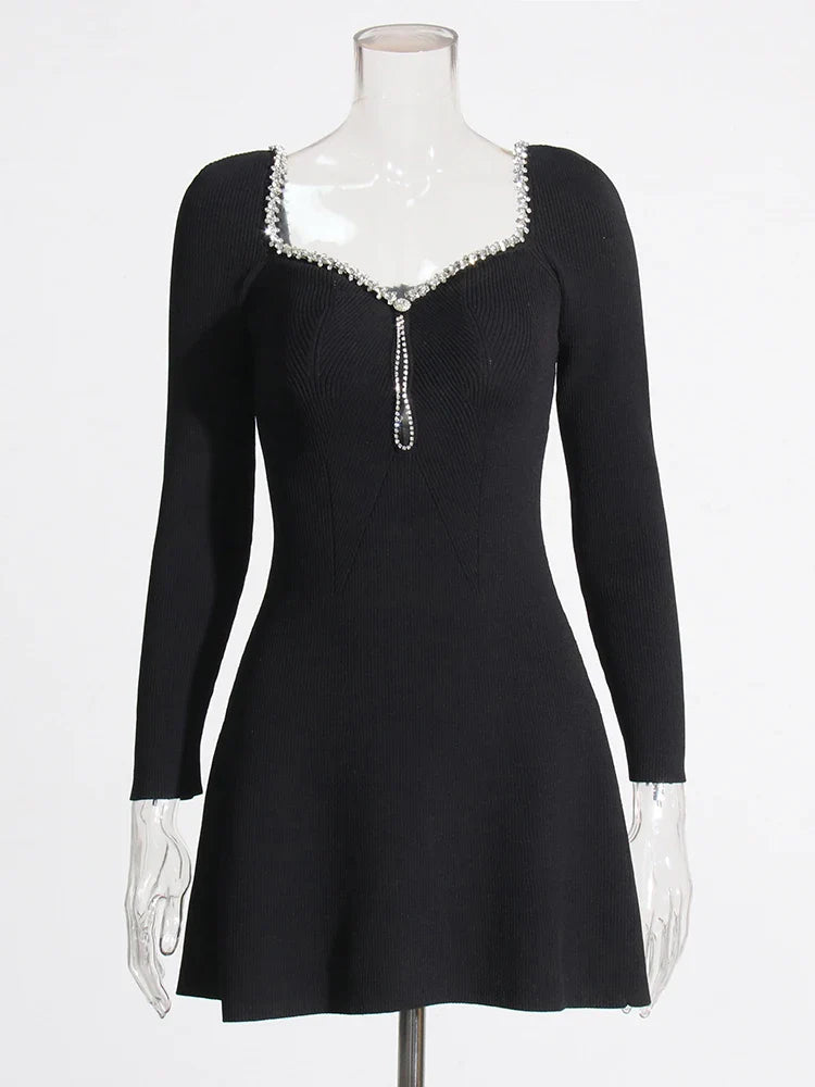 Suria Rhinestone Neckline Mini Dresses