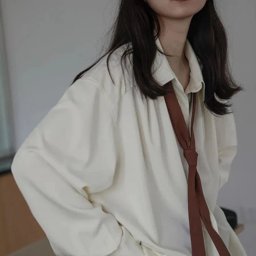 Adily Casual Tie Shirt Blouse