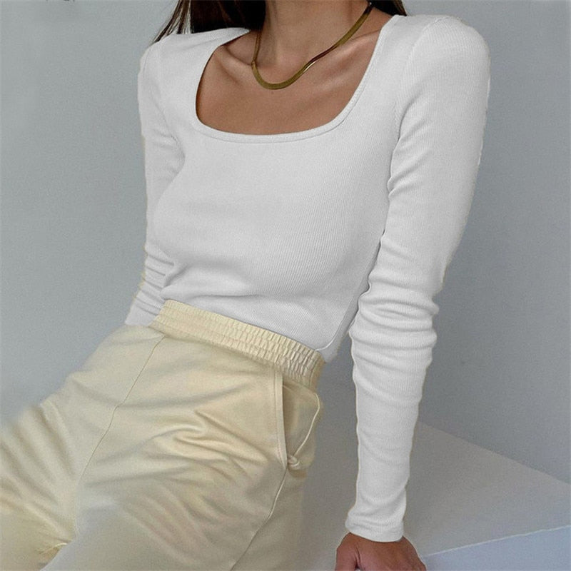 Basic Square Neck Knitted Tee