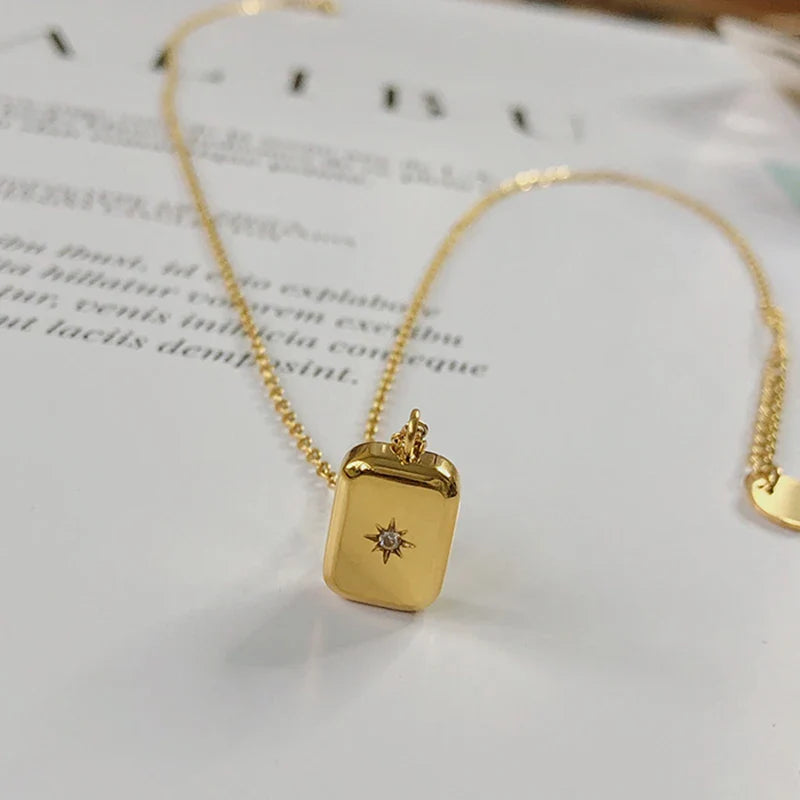 Cubic Zirconia Starburst Geometric Pendant Necklace