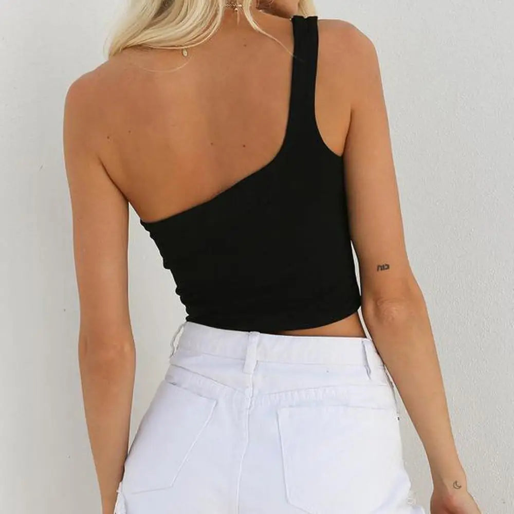 Y2K Single Shoulder Red Skinny Cami Top