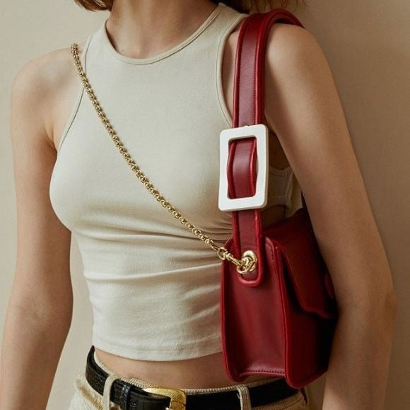 Scarla Retro Button and Chain Shoulder Bag