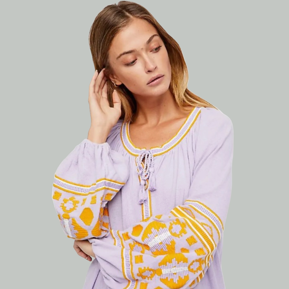 Petra Boho Embroidery Midi Folk Dress