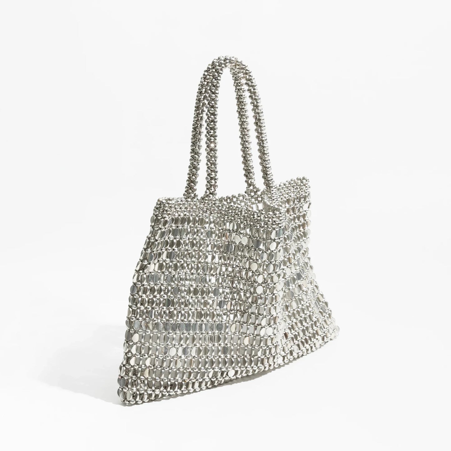 Ausha Silver Beads Sequin Mesh Tote