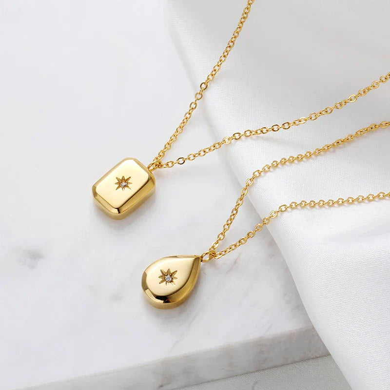 Cubic Zirconia Starburst Geometric Pendant Necklace