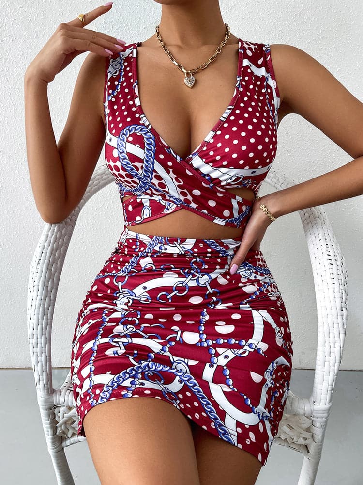 Sleeveless Deep V Cutout Party Mini Dress