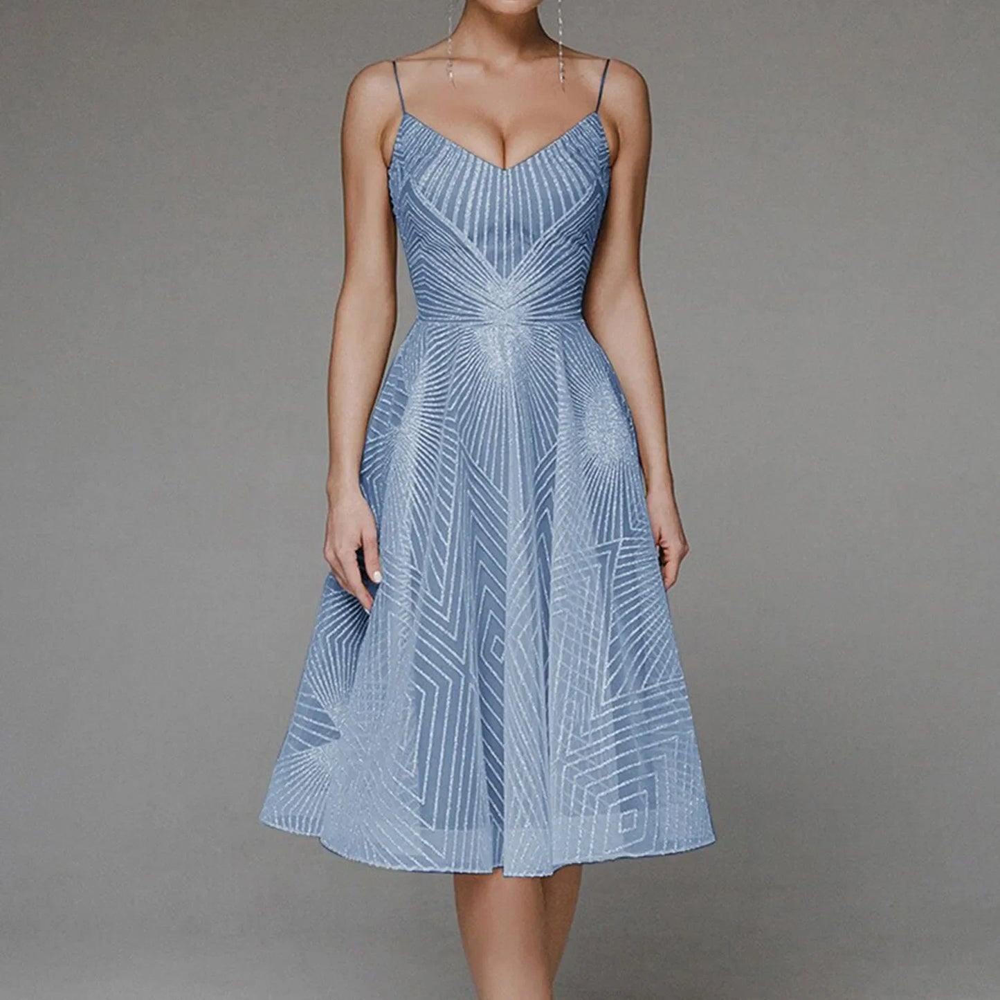 Luxurious Long Formal Party Elegant Evening Midi Dress