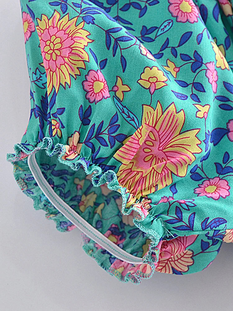 Margie Boho Floral Peasant Crop Tops
