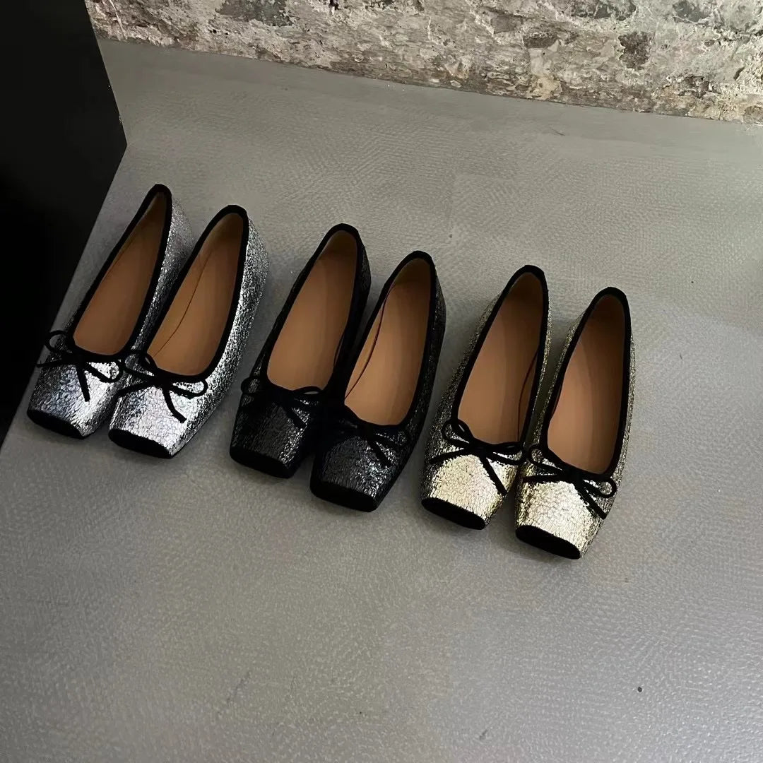 Rafaella Crinkle Metal Effect Ballet Flats