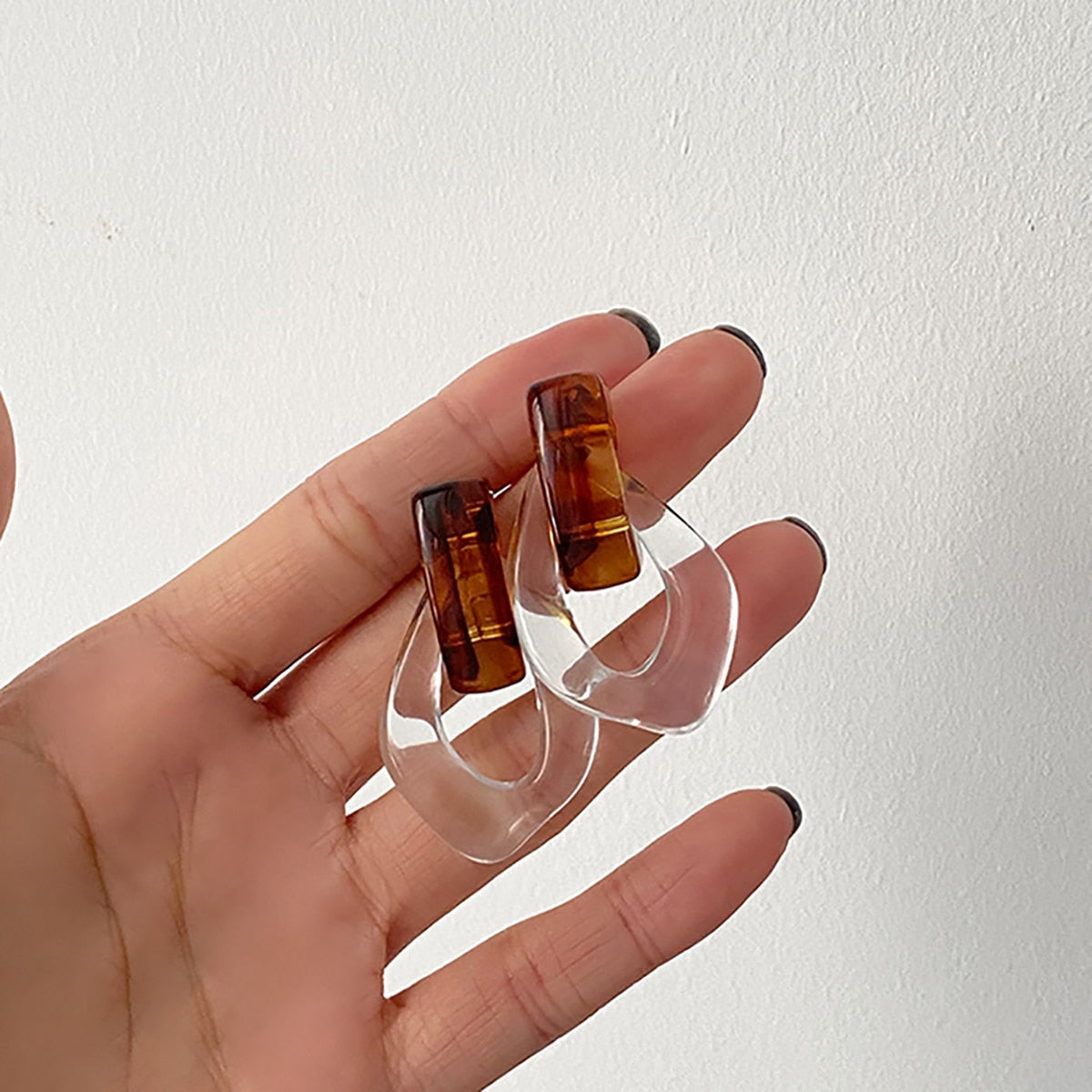 Sia Colorful Clear Resin Acrylic Water Drop Earrings - 6 Colors