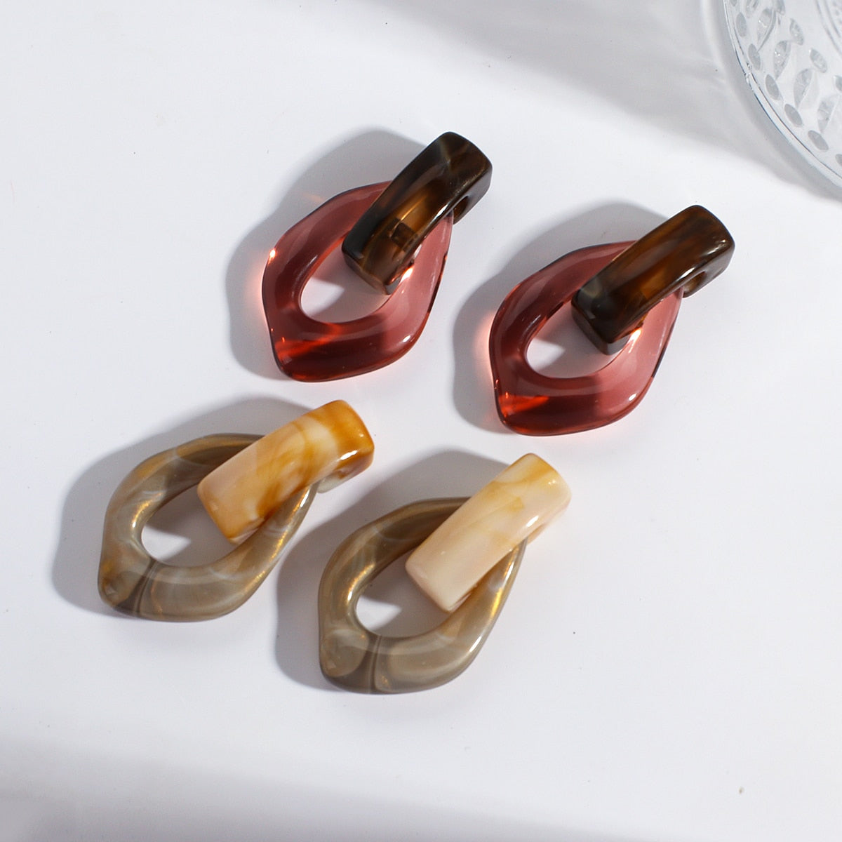 Sia Colorful Clear Resin Acrylic Water Drop Earrings - 6 Colors