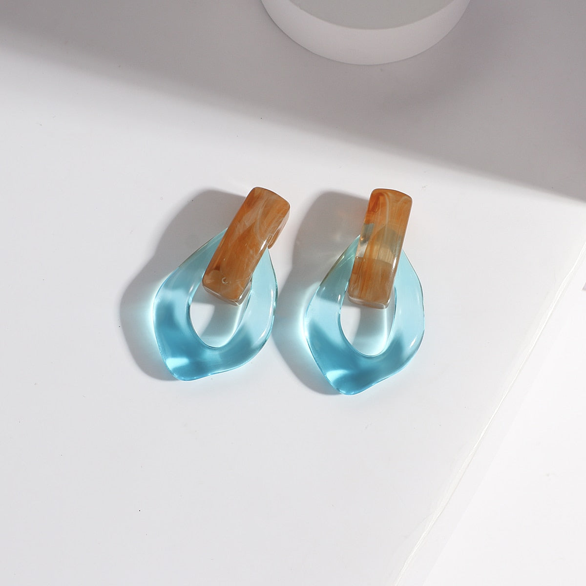Sia Colorful Clear Resin Acrylic Water Drop Earrings - 6 Colors