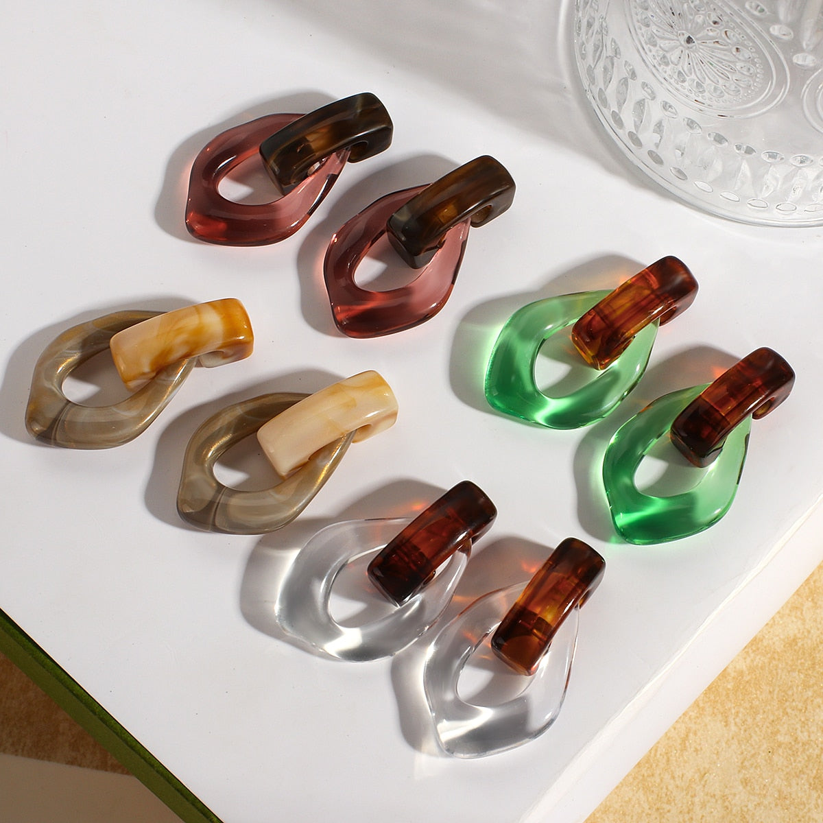 Sia Colorful Clear Resin Acrylic Water Drop Earrings - 6 Colors