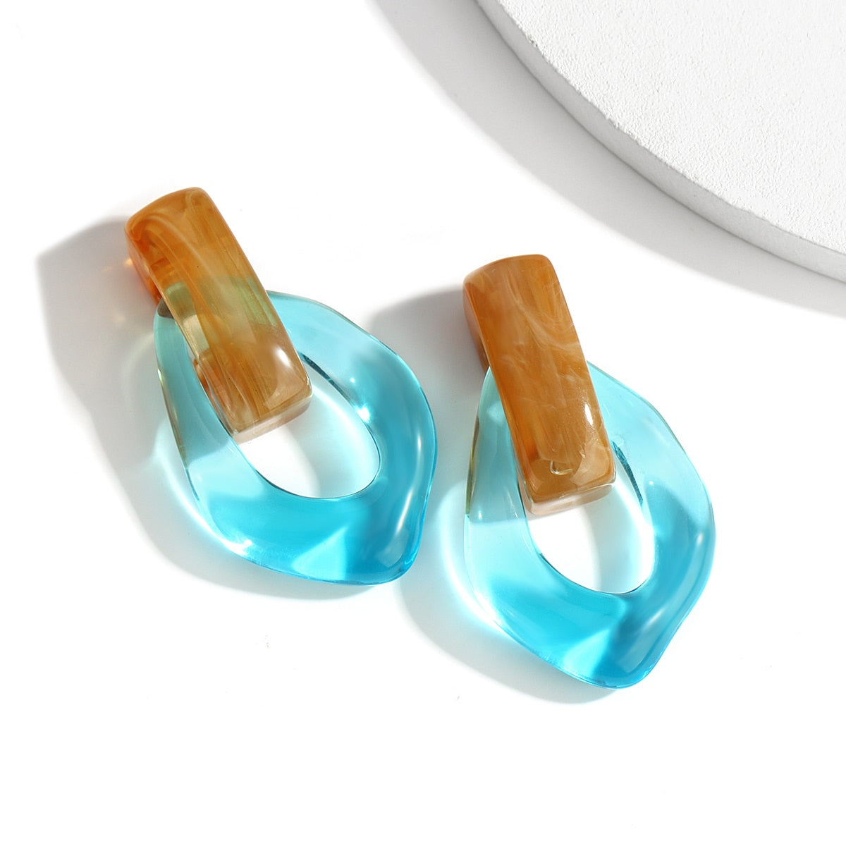 Sia Colorful Clear Resin Acrylic Water Drop Earrings - 6 Colors