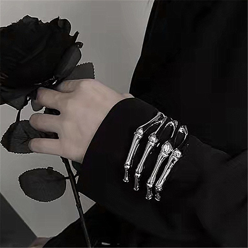 Silver Skull Hand Cuff Bracelet - 3 Colors