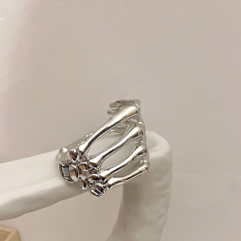 Silver Skull Hand Cuff Bracelet - 3 Colors