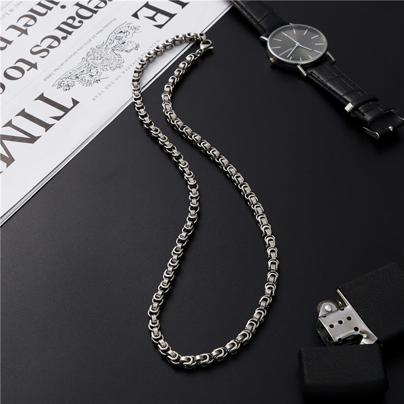 Simple Dark Steel Chain Necklace