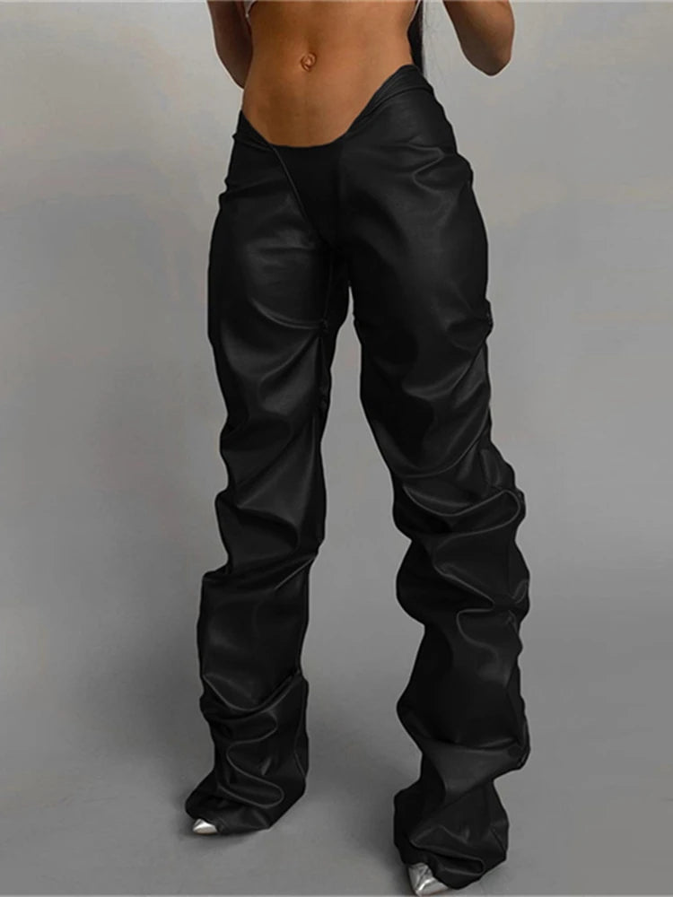 Women's Irregular Shape Folds Low Waist High Street Sweatpants